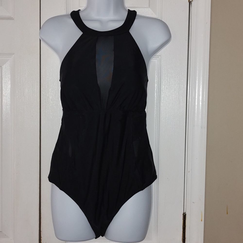 Cupshe  High Neck Mesh Plus Size One Piece Swimsuit  Sz OX NWT